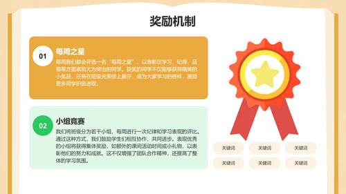 橙色插画风小学生行为习惯养成班会PPT模板