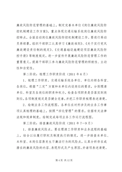 交通系统岗位廉政工作方案.docx