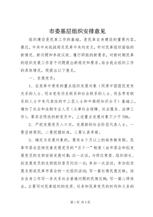 市委基层组织安排意见.docx