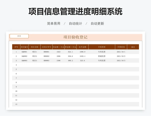 项目信息管理进度明细系统