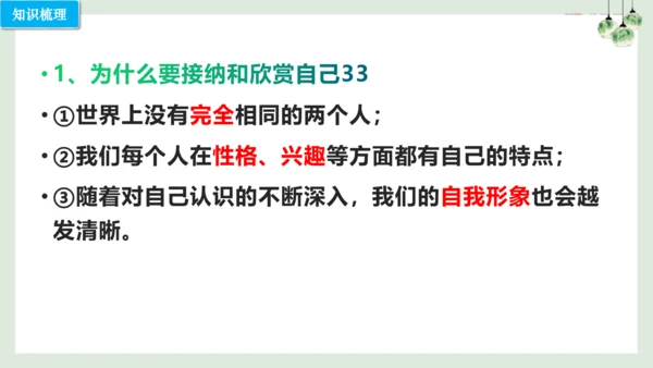 第三课 发现自己（考点串讲）复习课件（17张PPT）