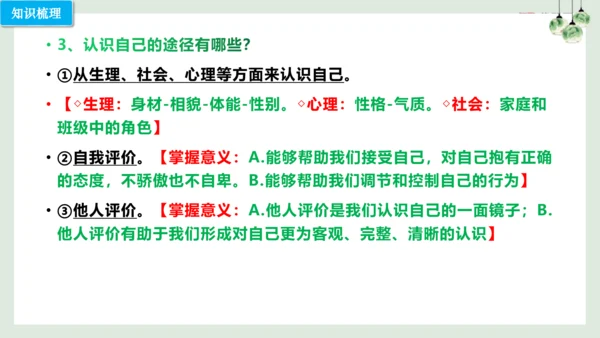 第三课 发现自己（考点串讲）复习课件（17张PPT）