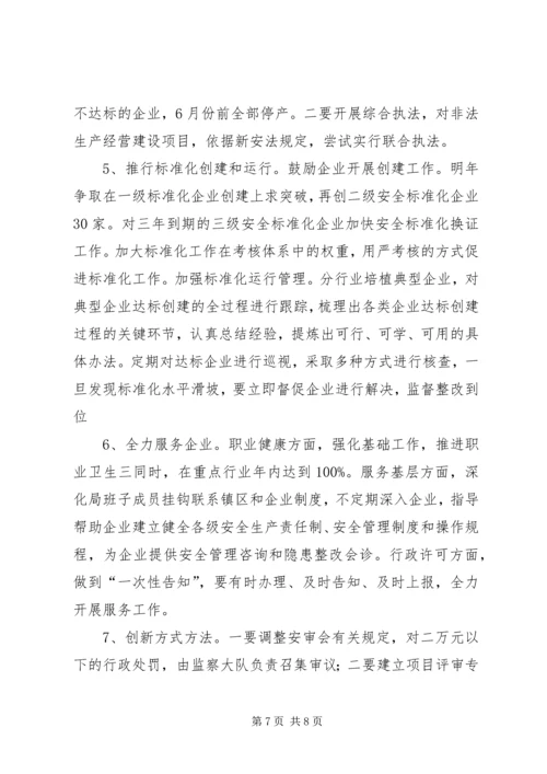 县安监局XX年工作思路汇报会发言稿.docx