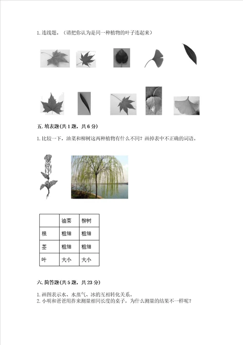 教科版一年级上册科学期末测试卷精品黄金题型