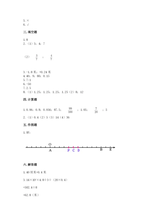 淮阴县六年级下册数学期末测试卷word版.docx