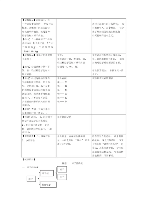 原子的构成教学设计