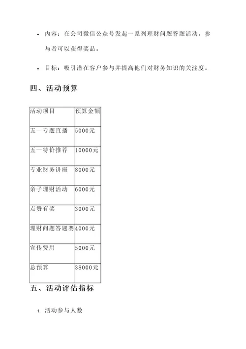 财务公司五一活动方案