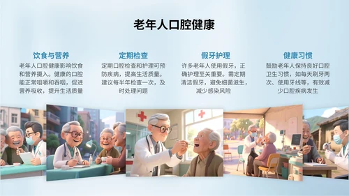 蓝色3D立体风全国爱牙日主题活动PPT模版