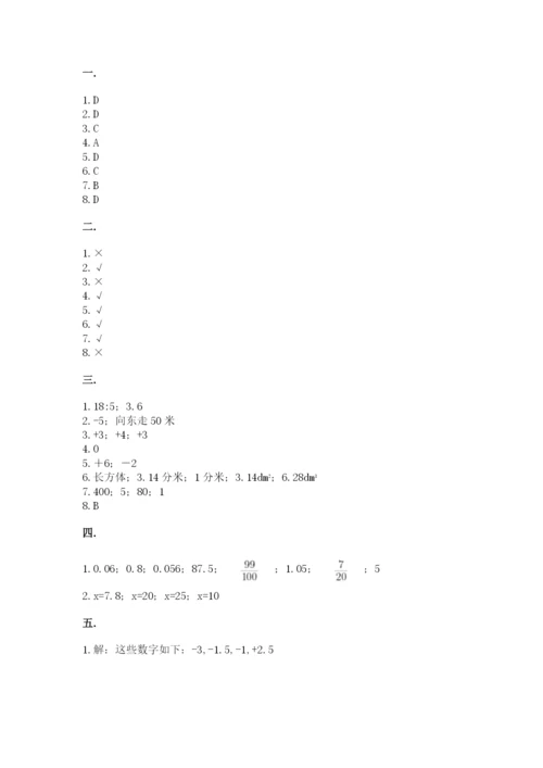 小学六年级数学期末自测题及参考答案【基础题】.docx