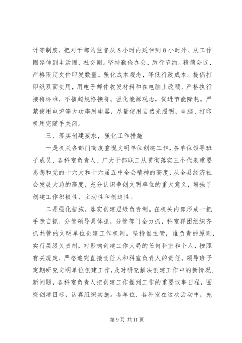 县政府机关文明单位创建工作情况自查报告.docx