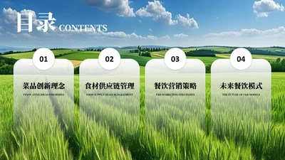绿色简约风4项目录页PPT单页