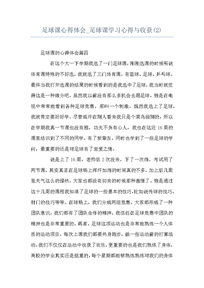 足球课心得体会 足球课学习心得与收获(2)