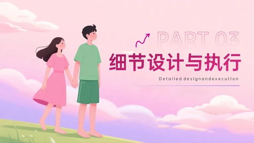 粉紫色插画风七夕约会策划主题PPT模板