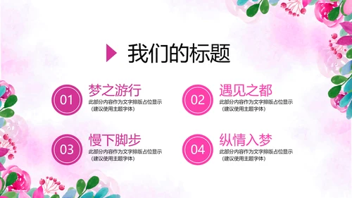 粉色小清新春季旅游电子相册动态PPT