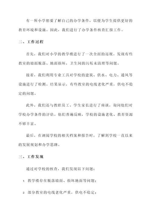 办学条件核查汇报工作总结