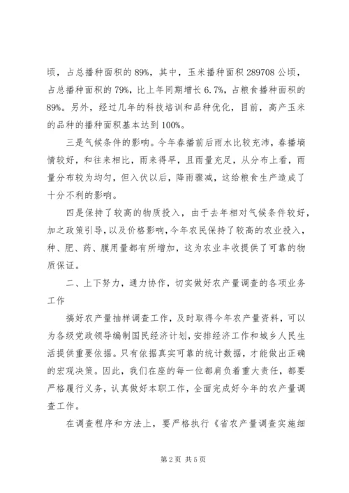 副县长在农产量调查专题会讲话.docx