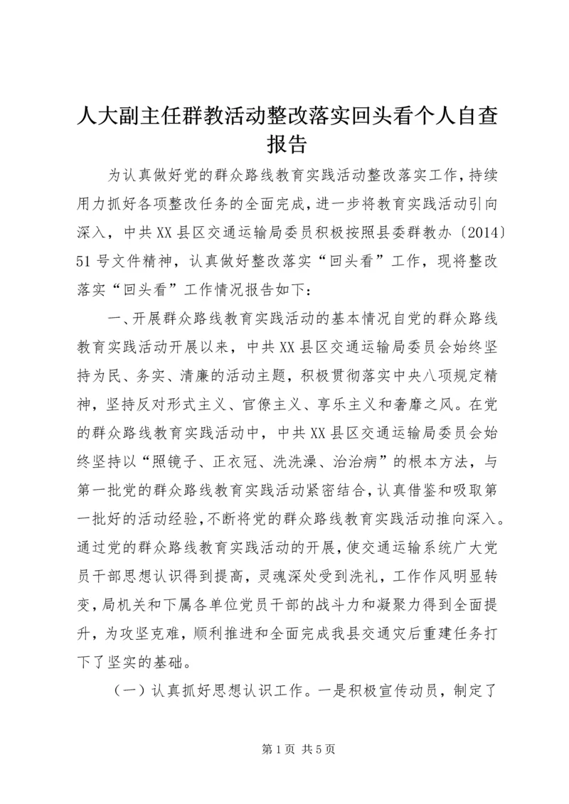 人大副主任群教活动整改落实回头看个人自查报告.docx