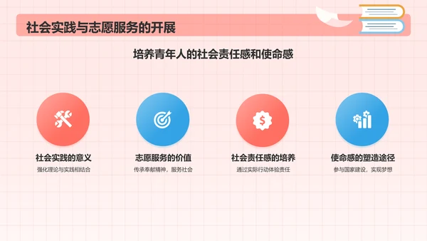 粉色插画风青春理想信念教育PPT模板