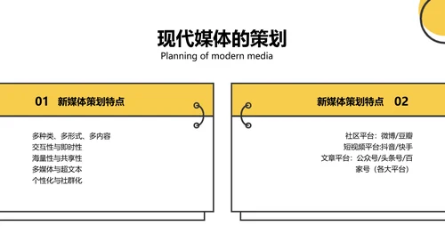 扁平风黄色新媒体与传统媒体的融合PPT