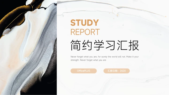 黄色流金极简风学习汇报PPT模板
