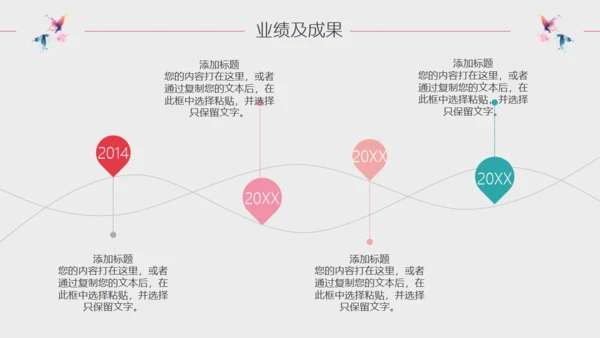 2019高清水彩蝴蝶业绩汇报通用PPT模版