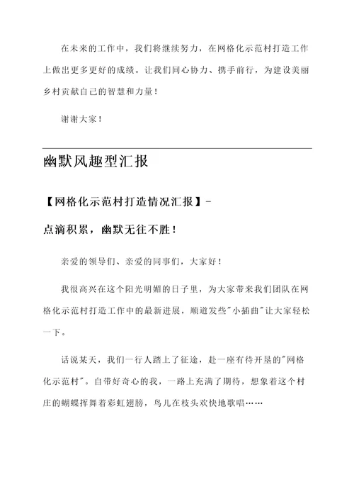 网格化示范村打造情况汇报