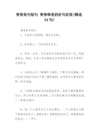 青春美句短句 青春唯美的好句好段(精选54句).docx