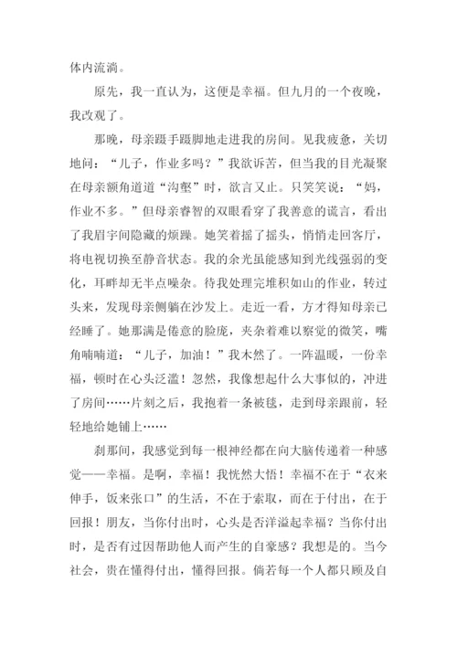 幸福的瞬间作文600字.docx