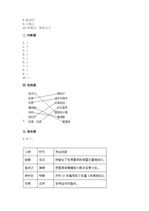 五年级上册道德与法治第四单元骄人祖先 灿烂文化测试卷附答案（综合卷）.docx