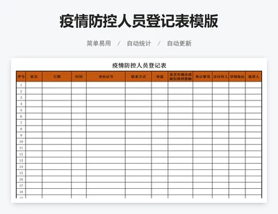 疫情防控人员登记表模版