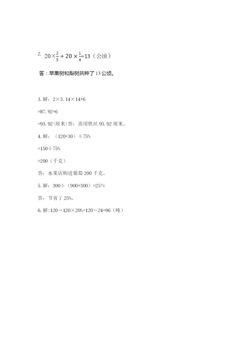 人教版小学六年级上册数学期末测试卷审定版.docx