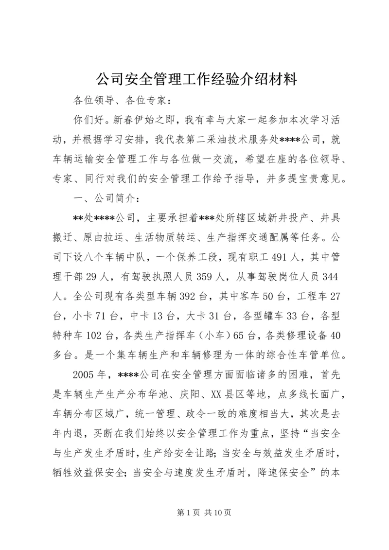 公司安全管理工作经验介绍材料.docx