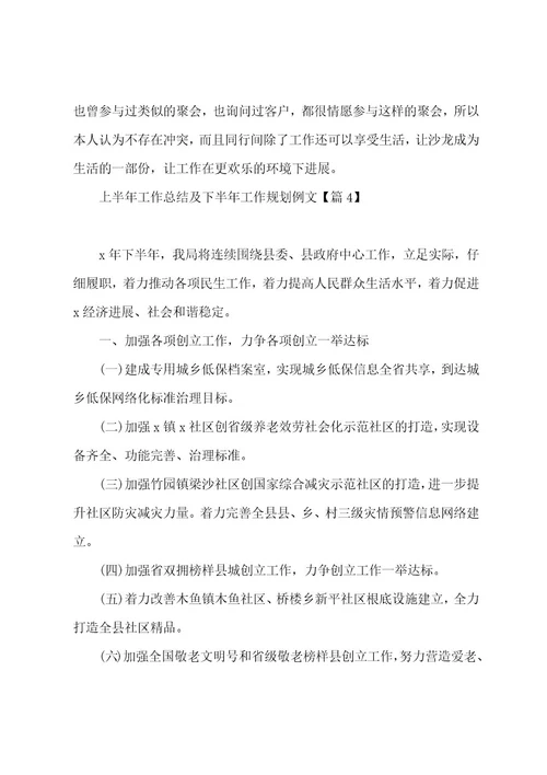 有关上半年工作总结及下半年工作计划例文十篇