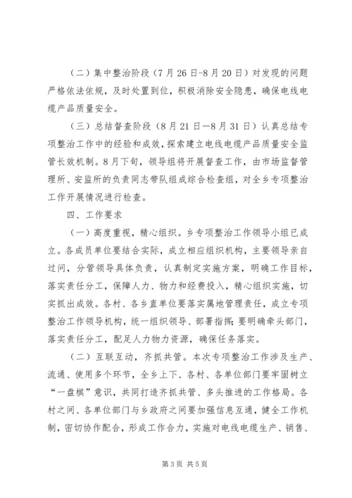 乡镇电线电缆质量安全专项整治工作方案.docx