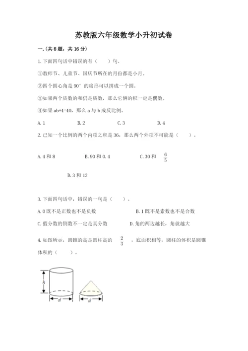 苏教版六年级数学小升初试卷1套.docx