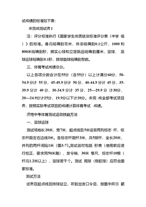 济南,中考男生身体素质标准