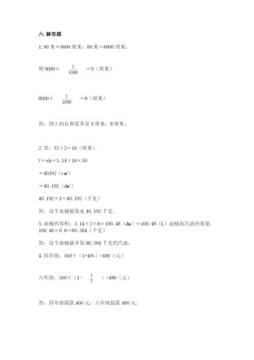 小学六年级下册数学期末卷及完整答案（网校专用）.docx