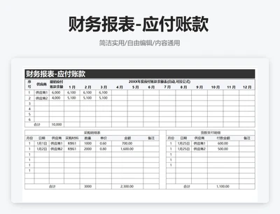 简约黑色财务报表-应付账款