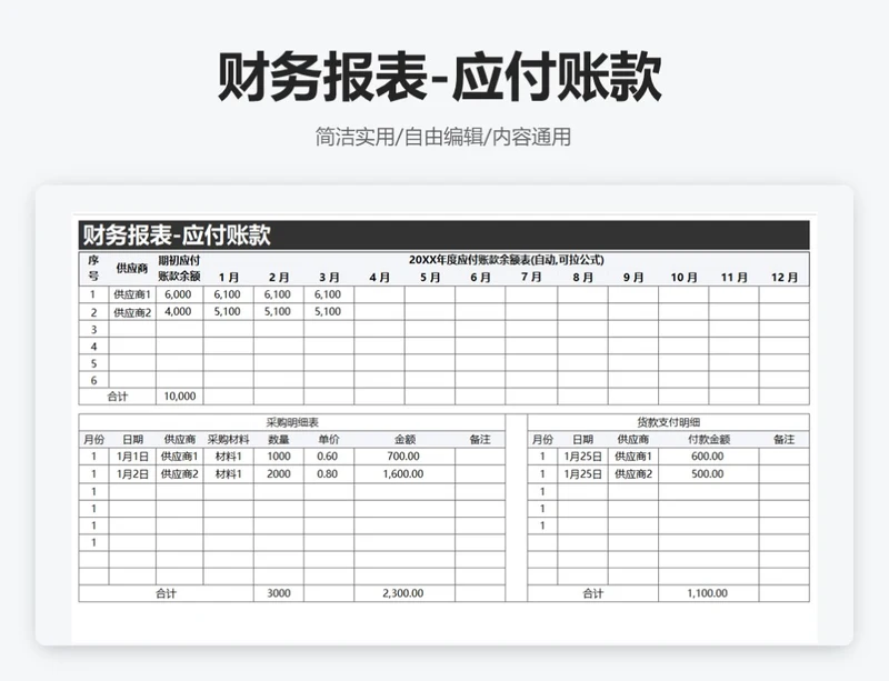 简约黑色财务报表-应付账款