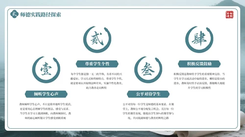 绿色古风教师师德培训PPT通用模板