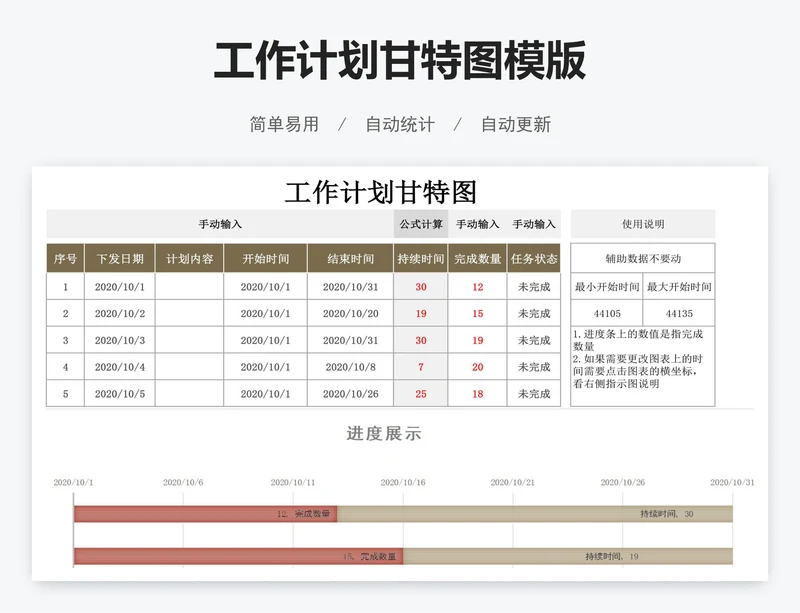 工作计划甘特图模版