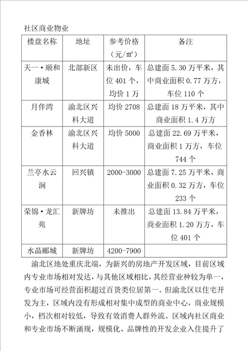 重庆市渝北区复地上城商业策划方案DOC17页