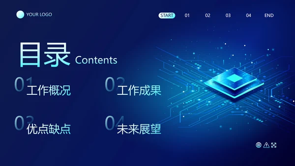 高级商务科技风芯片PPT模板