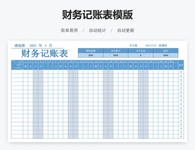 财务记账表模版