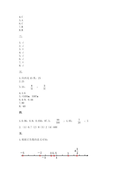 小学六年级升初中模拟试卷及参考答案（基础题）.docx