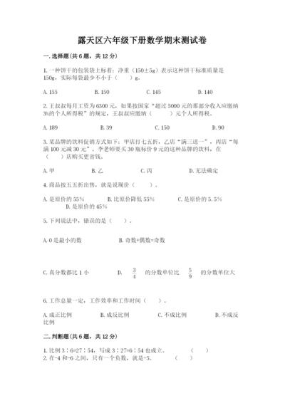 露天区六年级下册数学期末测试卷必考题.docx