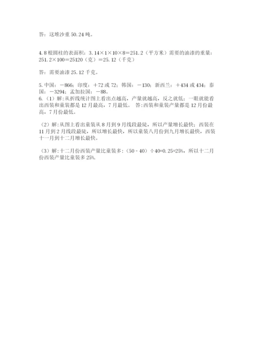 北师大版六年级数学下学期期末测试题及参考答案（夺分金卷）.docx