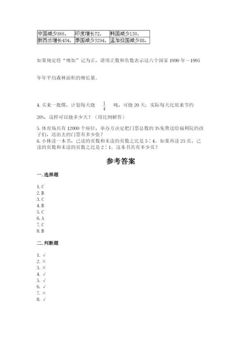 冀教版小学六年级下册数学期末检测试题（能力提升）.docx