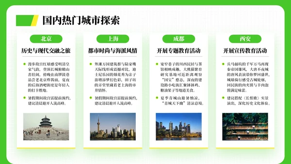 绿色清新风暑假旅游全攻略PPT模板