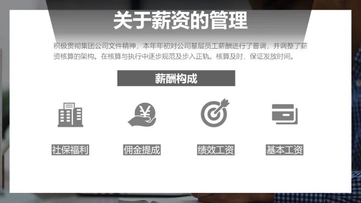 深灰商务人资行政部工作总结汇报PPT模板